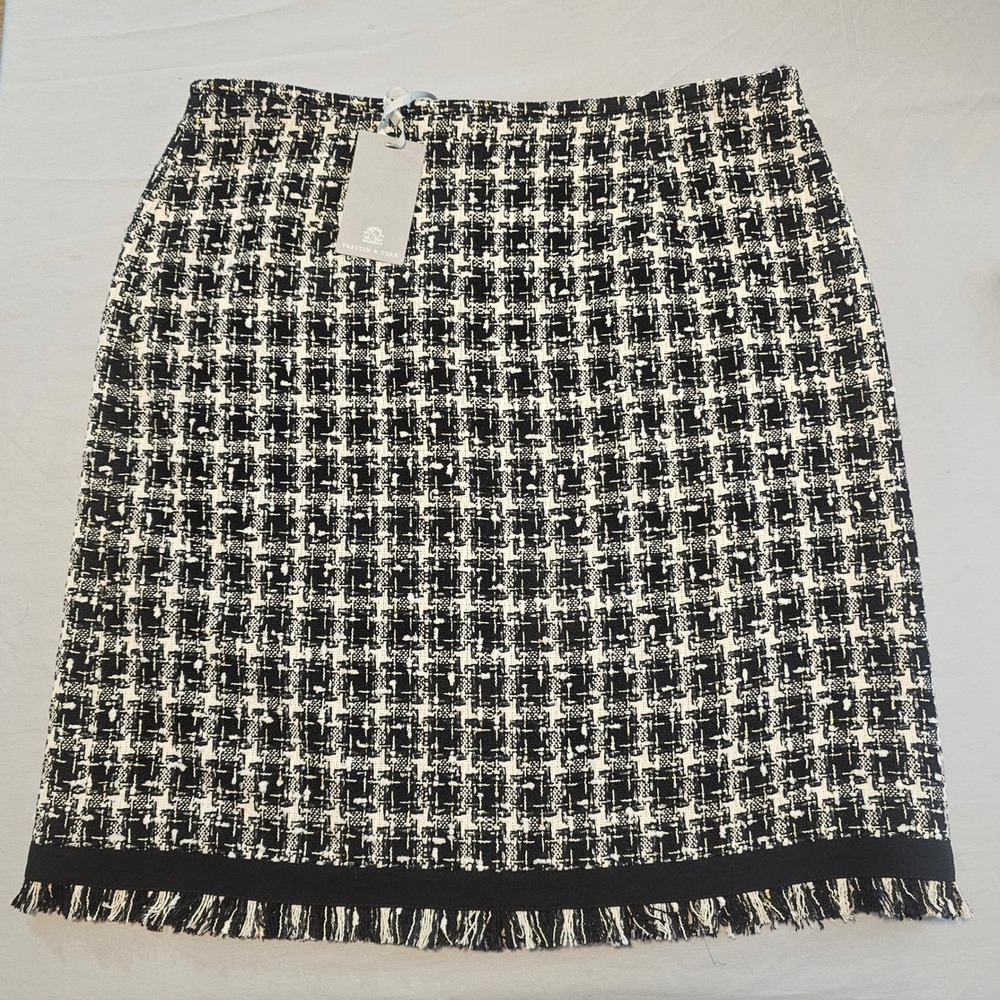 Preston & York Size 14 Luxe Holiday Kelly Tweed Frayed Raw Hem Skirt 1048